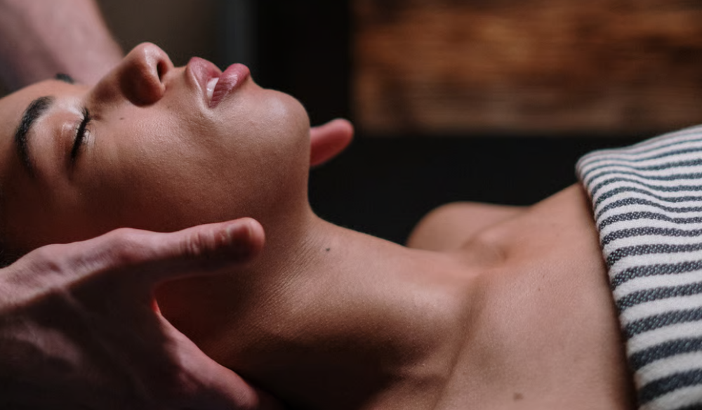 Client receiving a facial massage