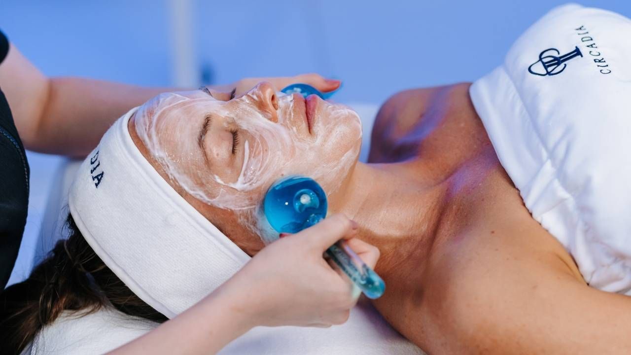 Circadia facial treatment with a cooling globe