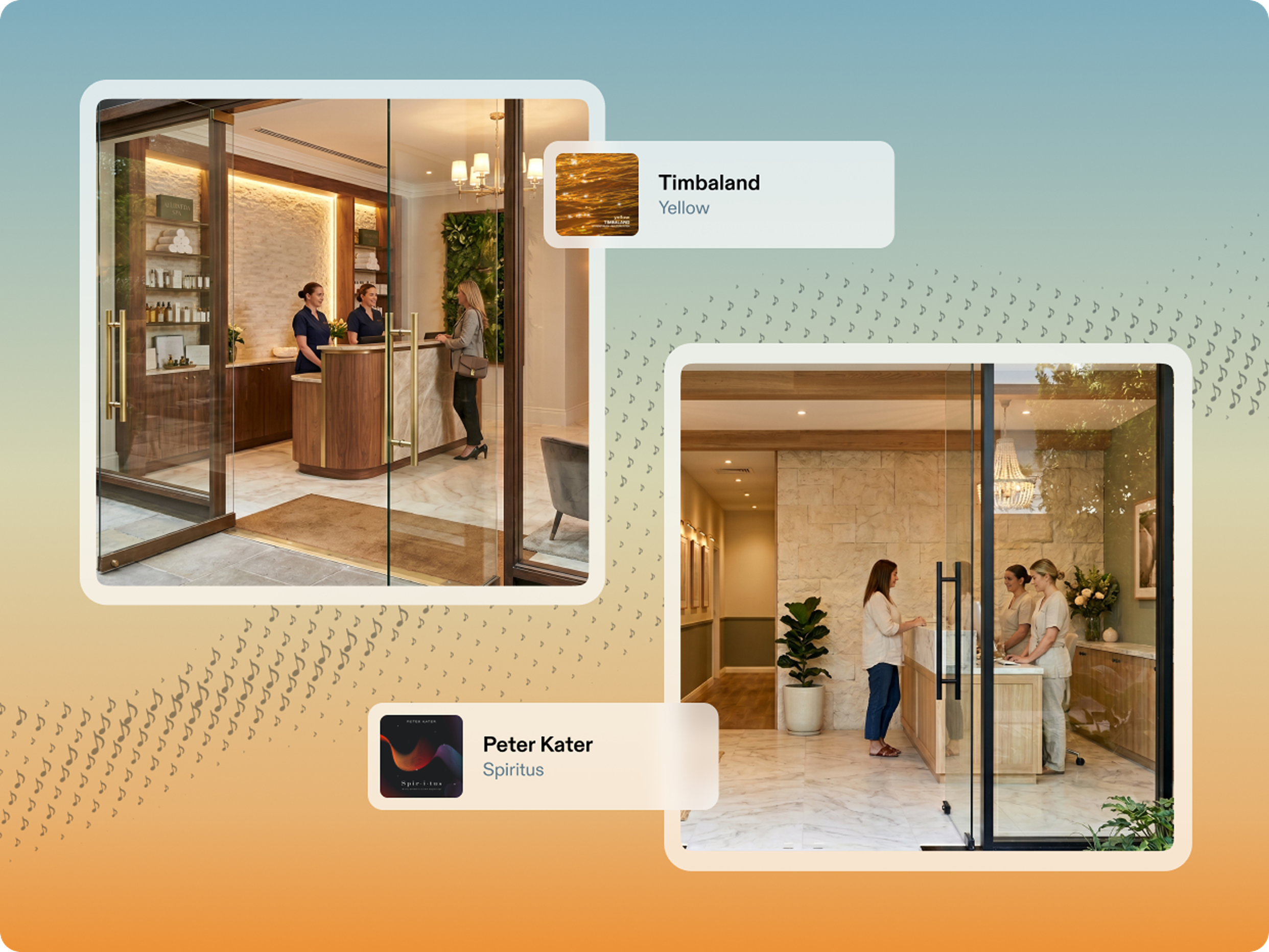 Myndstream zoning interface over spa reception and treatment areas