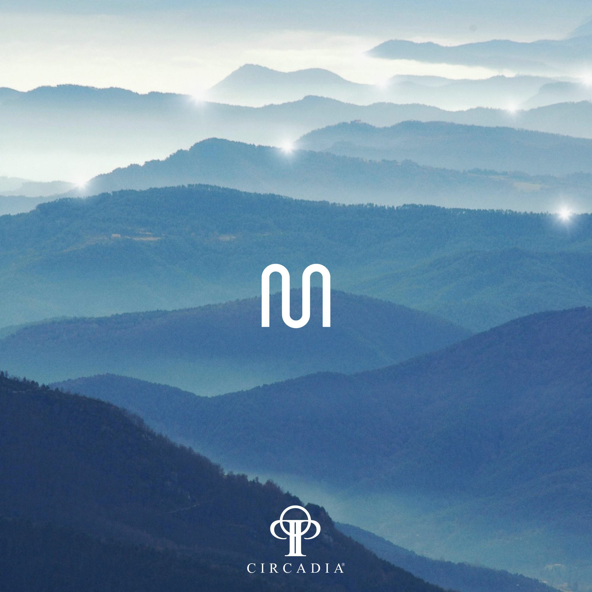 Luxe Lift playlist artwork, misty blue mountains