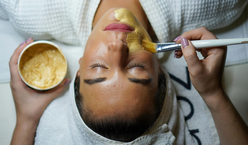 Client receiving a facial mask treatment