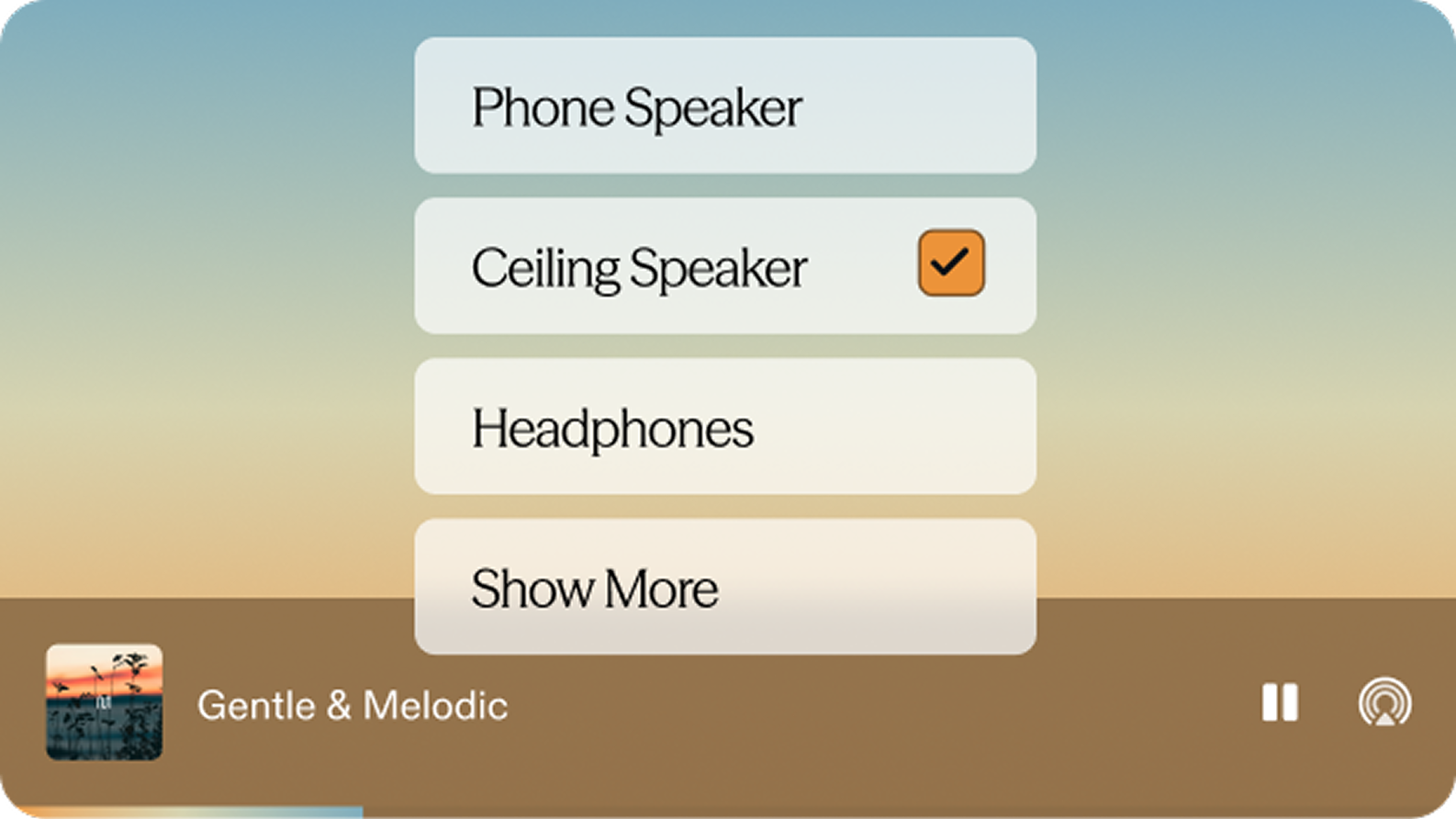 Speaker selection via AirPlay in the Myndstream app