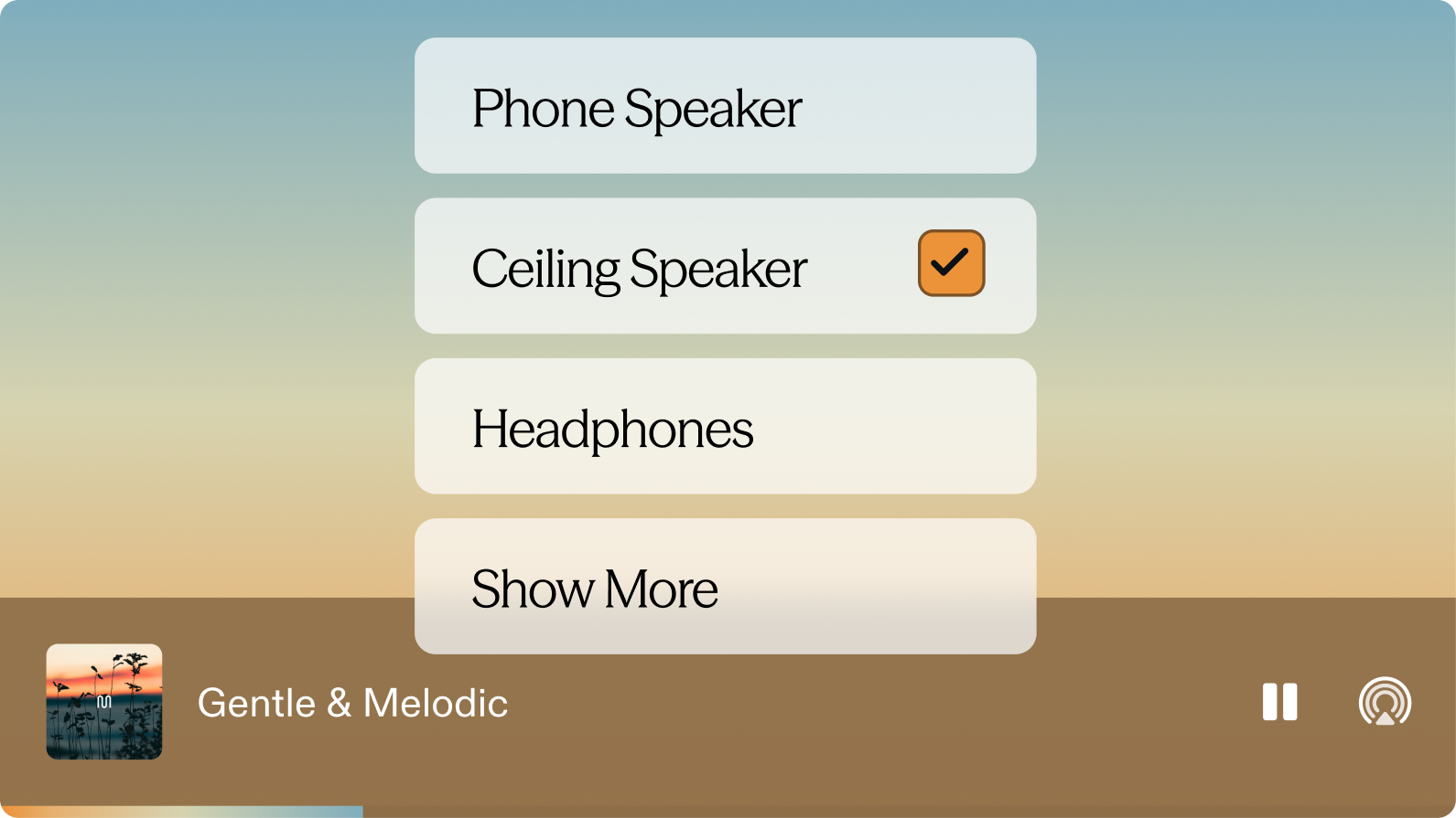 Speaker selection via AirPlay with music playing