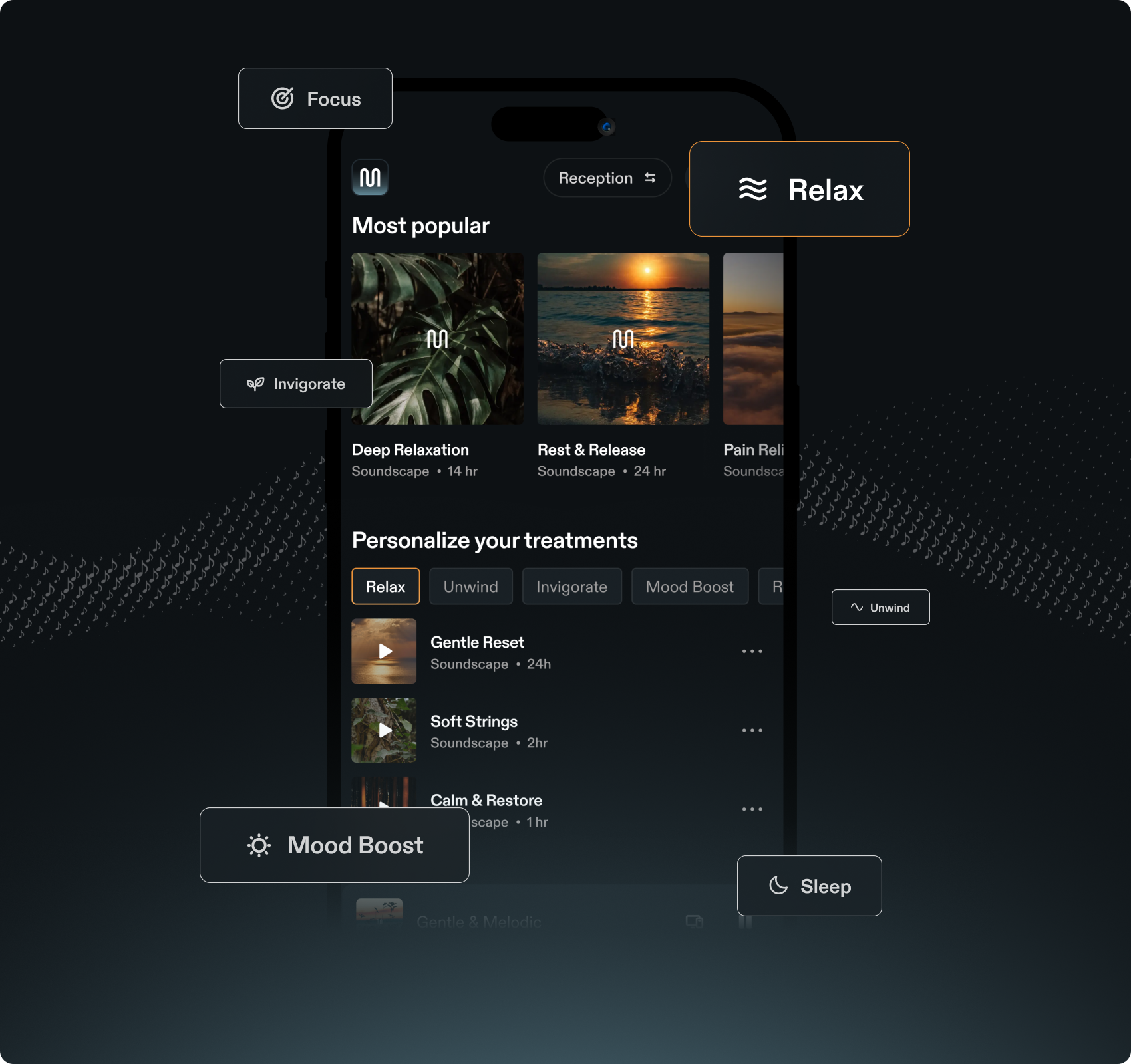 Myndstream app screens for bespoke services