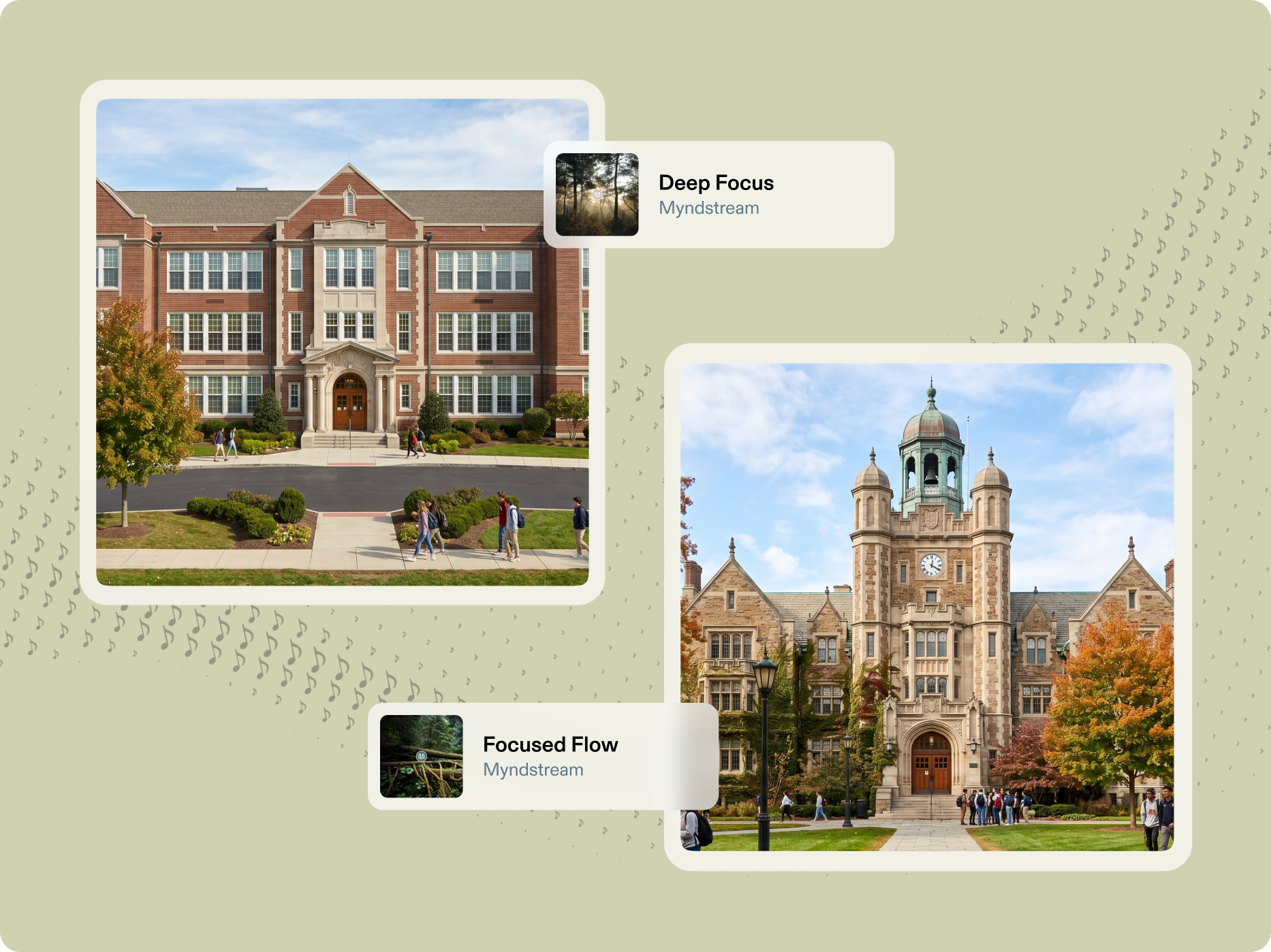 School buildings with bespoke Myndstream music channels for education