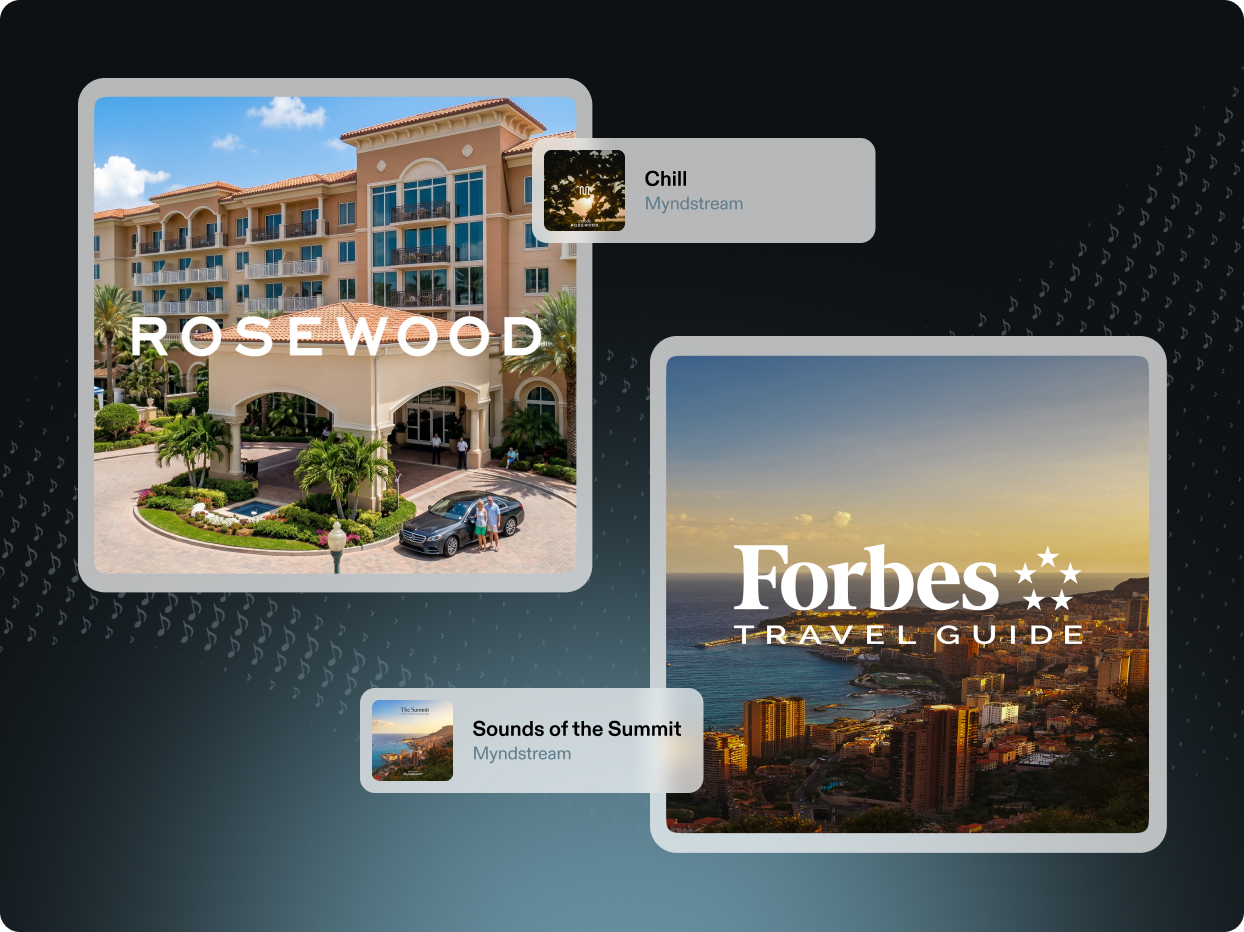 Bespoke Myndstream music channels for Rosewood and Forbes Travel Guide