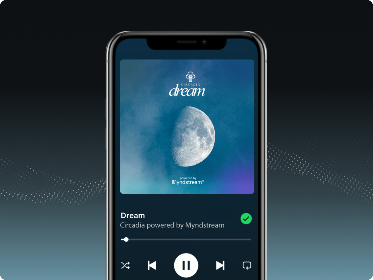 Dream playlist by Circadia and Myndstream playing on a phone