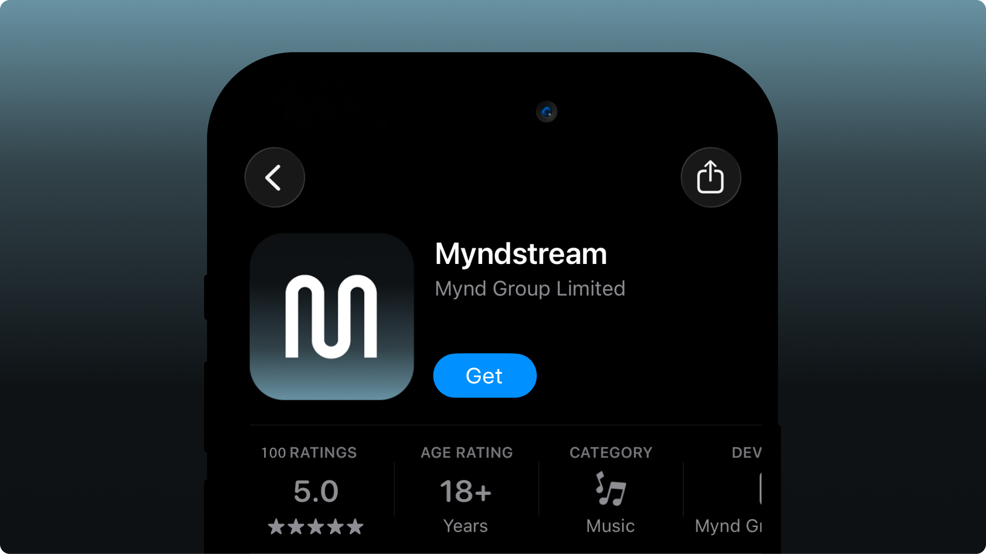 Myndstream app listing in the App Store