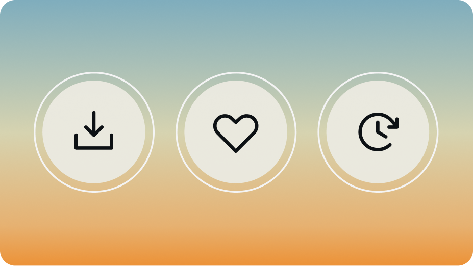 Icons for downloading, saving favourites and refreshing playlists