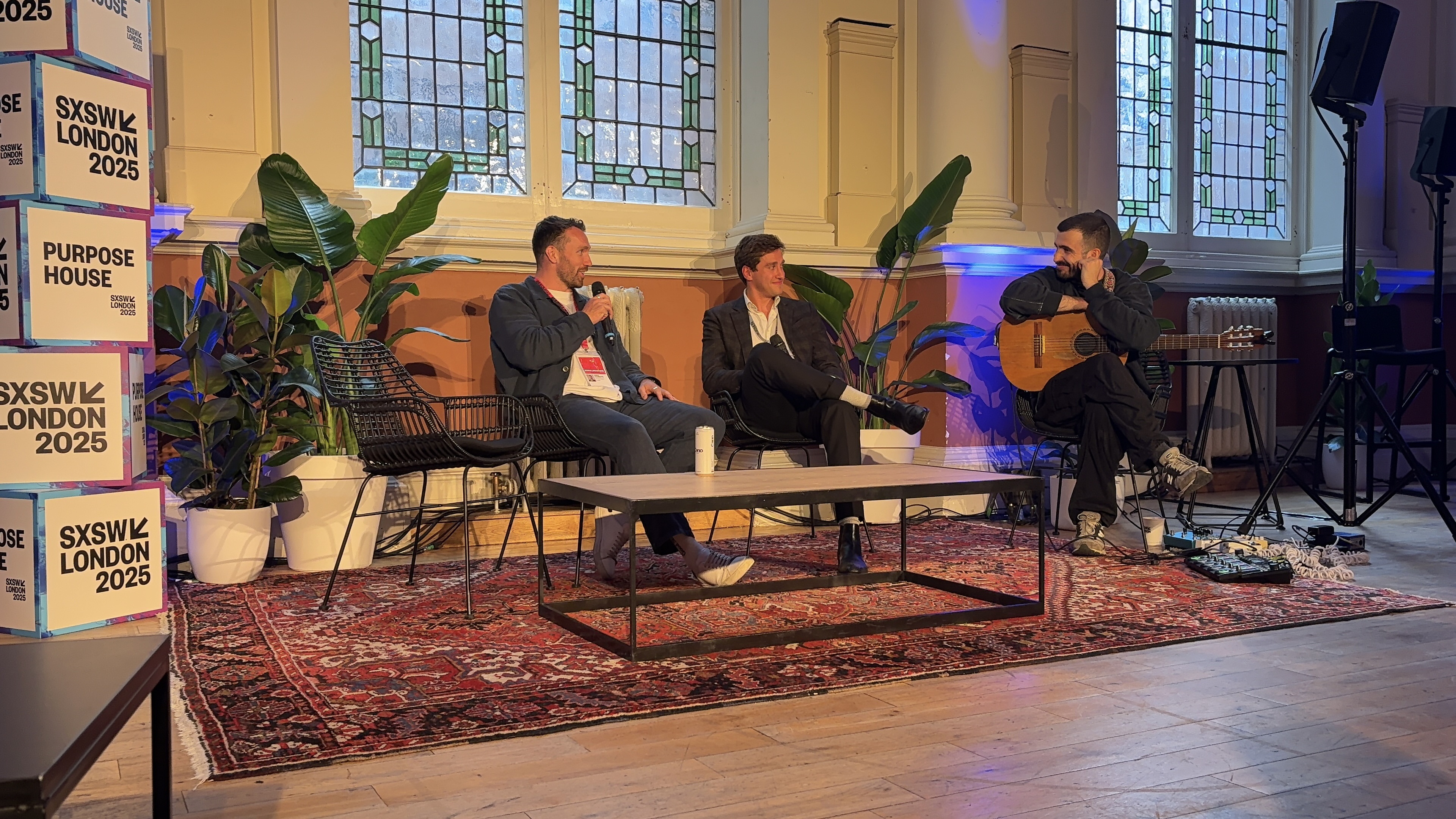 Panel conversation with live guitar at Festival House, London