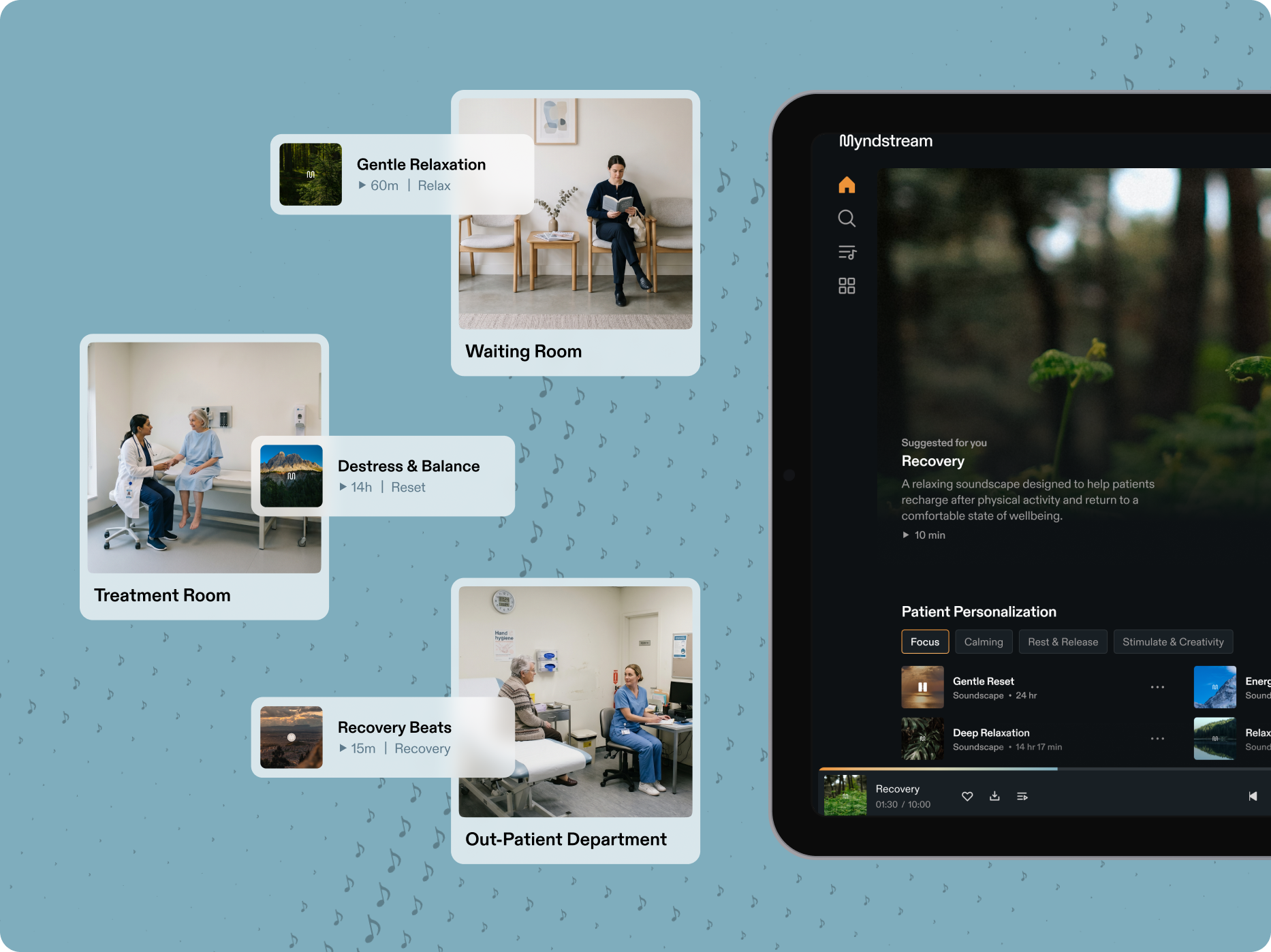 Myndstream sensory mapping screens for healthcare environments