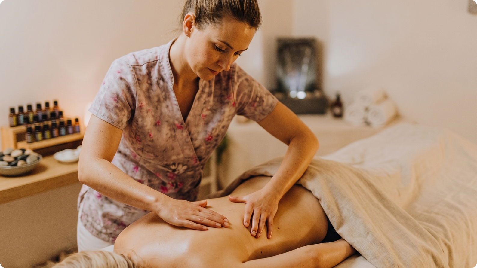 Therapist performing a customised massage with oils